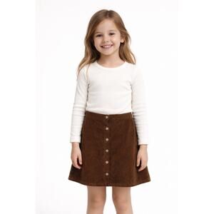 A.T.U.N Brown Button Front Skirt Western Rodeo Preppy Girls Youth 8-9